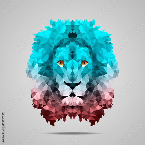 Canvas Print Lion low poly gradient Rose Quartz
