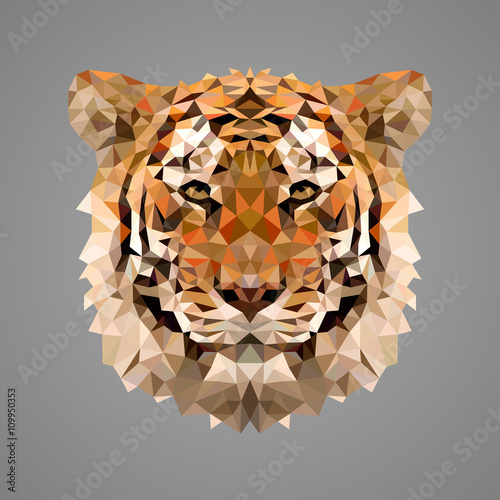 Fototapeta Naklejka Na Ścianę i Meble -  Bengal tiger low poly portrait