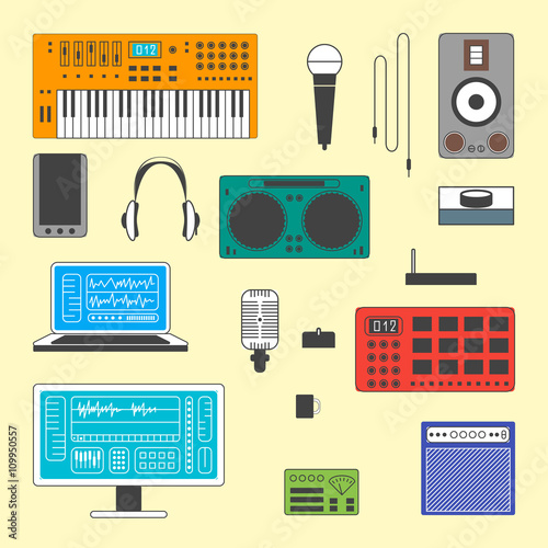 Set of musician digital equipment.
