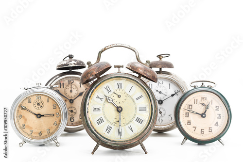 Collection of old alarm clocks