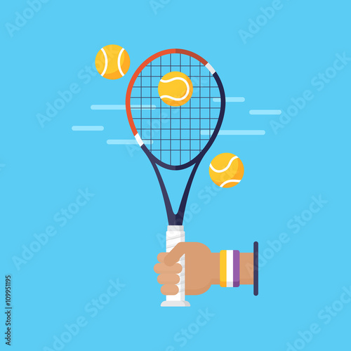 Tennis racket and ball for graphic, web and logo design