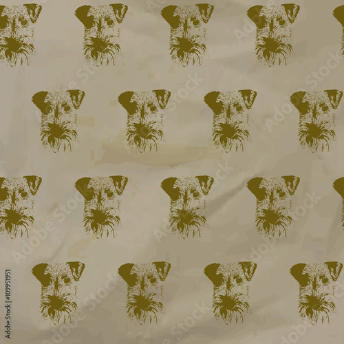 Sketch airdale terrier - seamless pattern