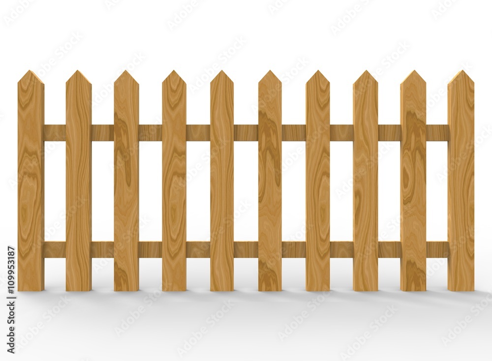 3d illustration of simple fence. low poly style. simple to use. on white background isolated with shadow. wooden color 3d illustration of simple fence. low poly style. simple to use. on white background isolated with shadow. wooden color