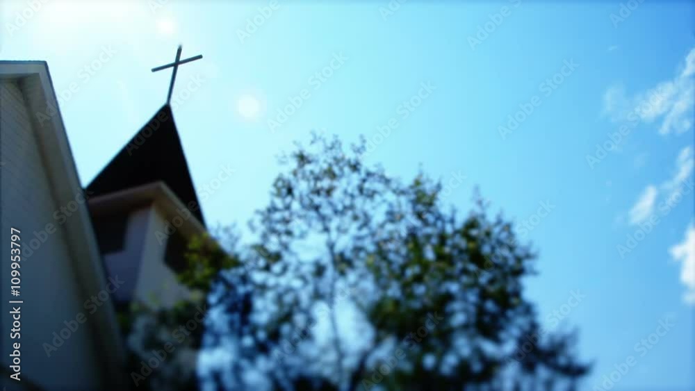 Altered footage of a cross on a church steeple useful as a ...