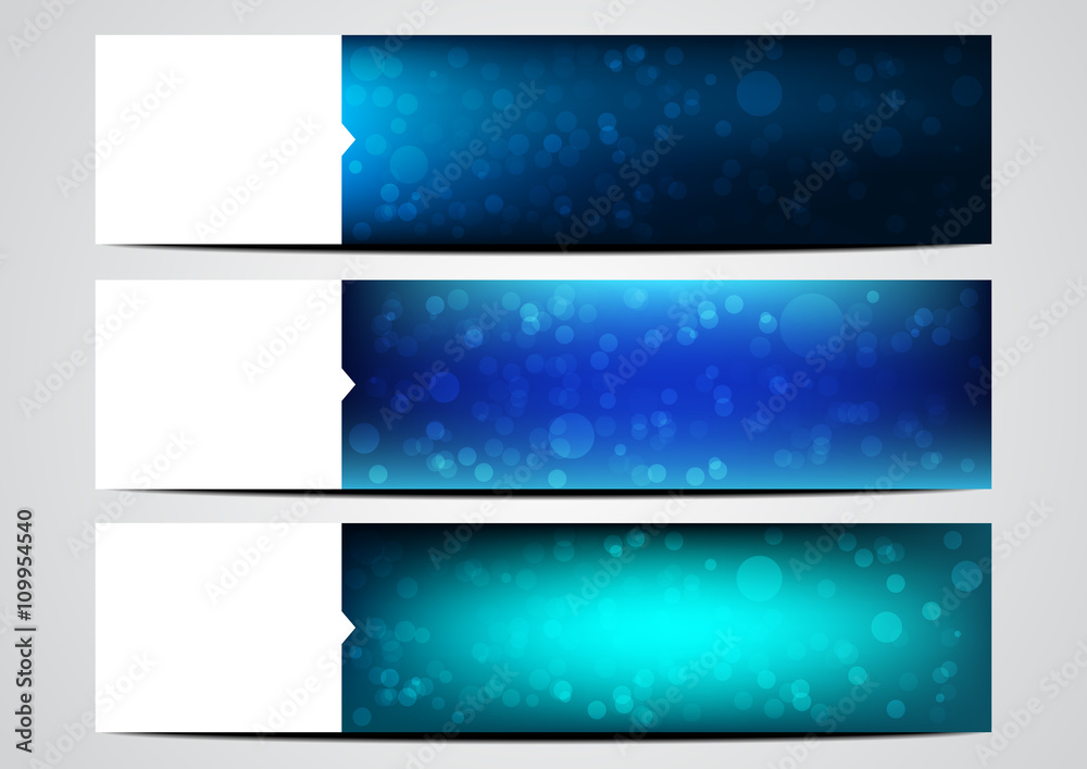 Set of abstract banners bokeh design background vector illustration