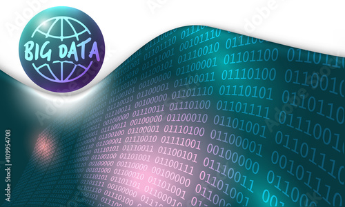 Futuristic abstract background with big data icon and binary cod