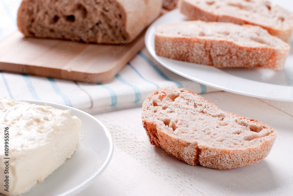 bread and butter on the table