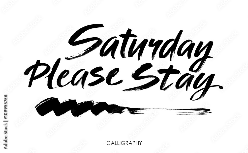 Saturday please stay. Vector calligraphy isolated on white background. Saturday please stay. Vector calligraphy isolated on white background.