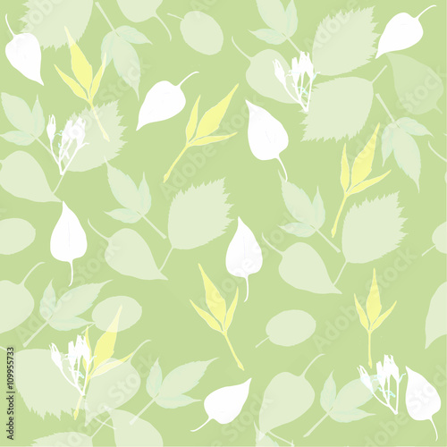 Seamless green foliage pattern. Vector illustration