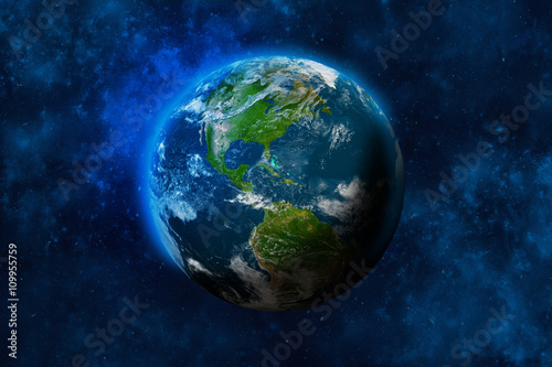 Planet Earth in space. North and South America. Elements of this image furnished by NASA.