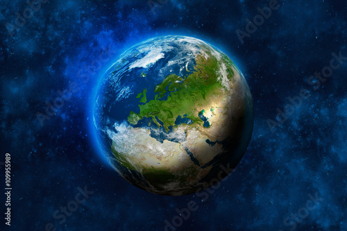 Fototapeta Naklejka Na Ścianę i Meble -  Planet Earth in space. Europe, part of Asia and Africa. Elements of this image furnished by NASA.