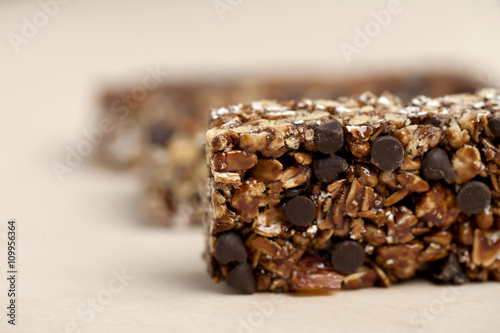 sweet granola bars close up