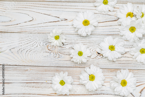 white flowers on wooden background © Anatoly Repin