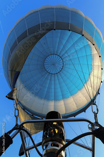 Bottom view in air-filled air balloon and a gas burner