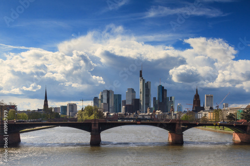 Big clouds over the skyline of Frankfurt