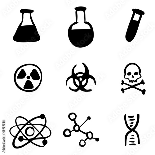 Vector Doodle Chemistry Icons Set
