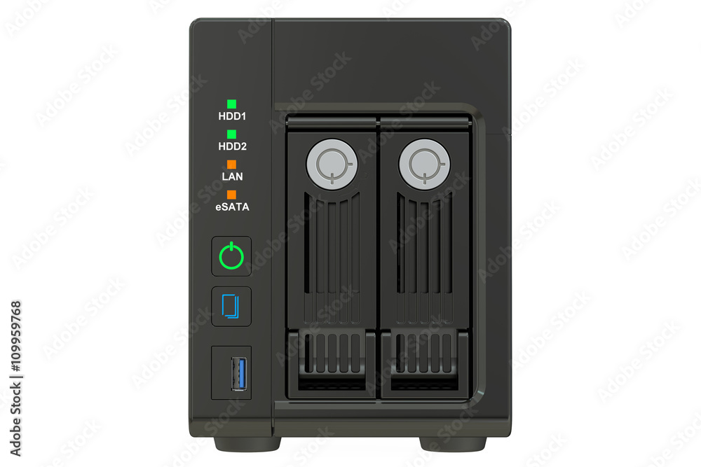 Fototapeta premium NAS with two disks, 3D rendering
