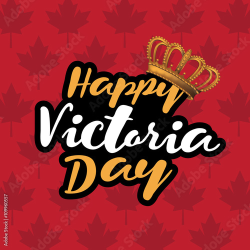 Victoria Day icon with Canada flag and crown. EPS 10 vector.