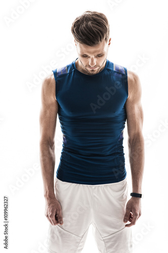 Handsome male athlete has experienced fiasco