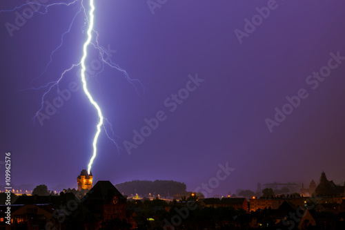 Blitzeinschlag in den Nibelungenturm in Worms, Juli 2014