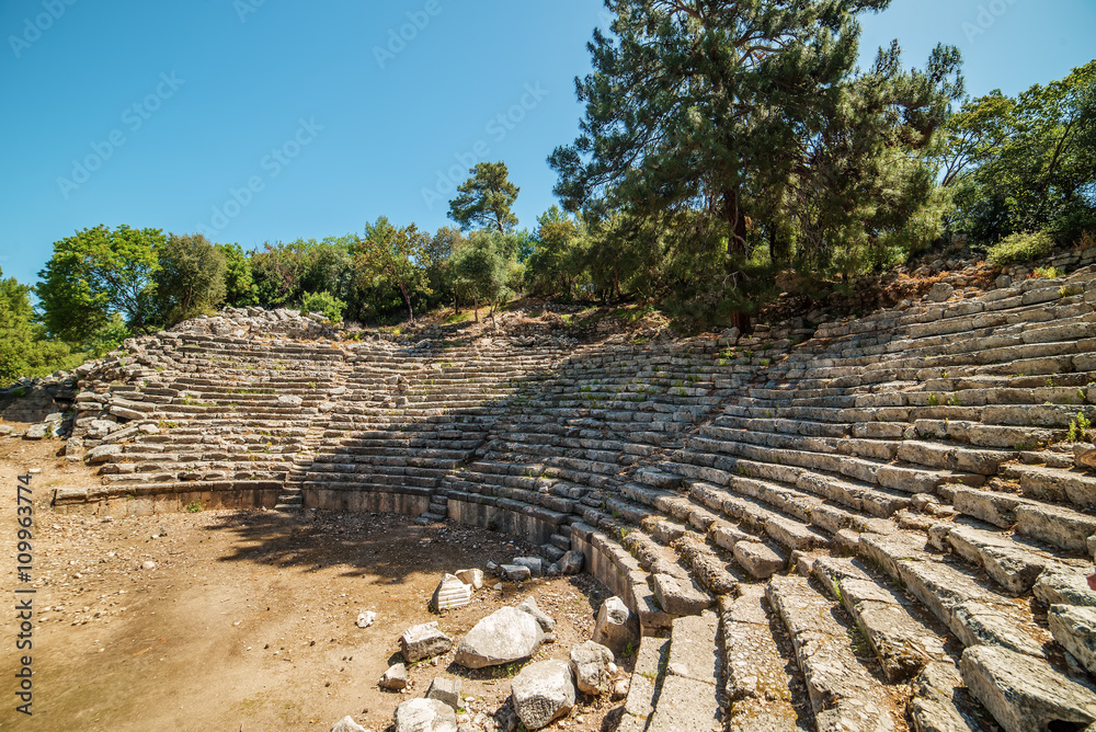 Ancient theatre in Antique city of Phaselis, Antalya Destrict, Turkey