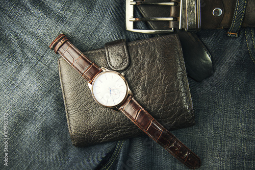 watch,wallet and jeans