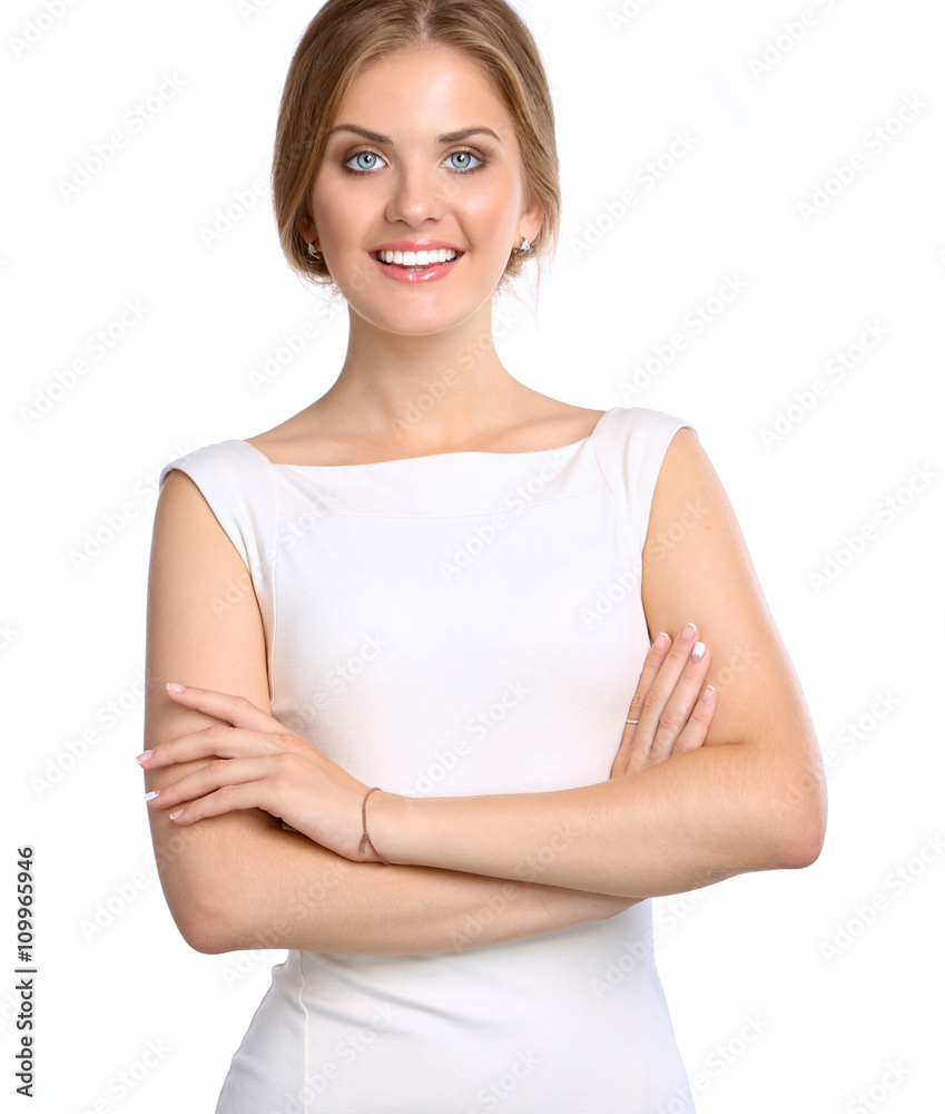 Attractive young woman portrait isolated on white background Attractive young woman portrait isolated on white background