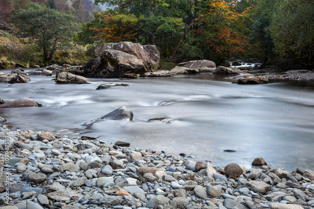 View along the Glaslyn River in autumn View along the Glaslyn River in autumn