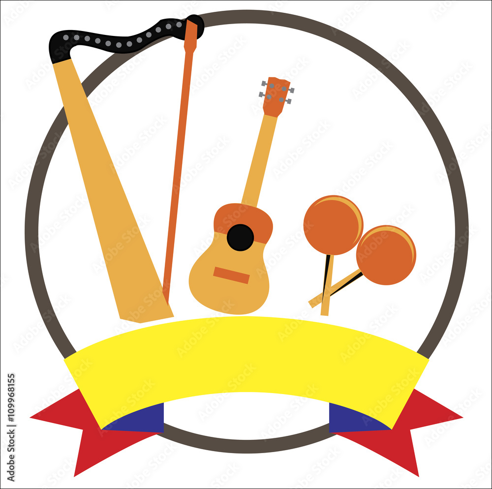 Venezuela,arpa,cuatro,maracas,musical instruments,joropo,music,Venezuelan folk music vector de
