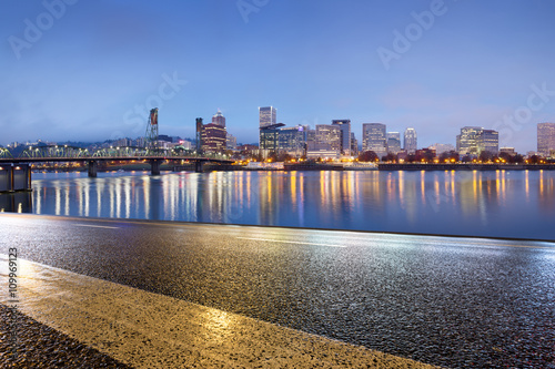 Wallpaper Mural empty asphalt road with cityscape and skyline of portland Torontodigital.ca