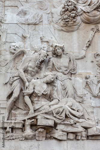 Allegorical sculpture on the pedestal of the Monument