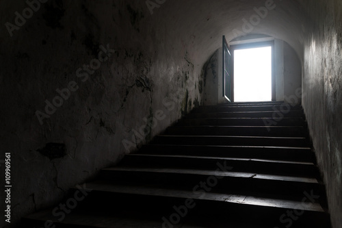Silhouette inside of a tunnel