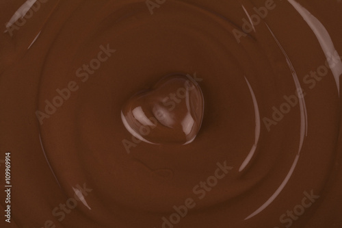 melted chocolate with heart shape