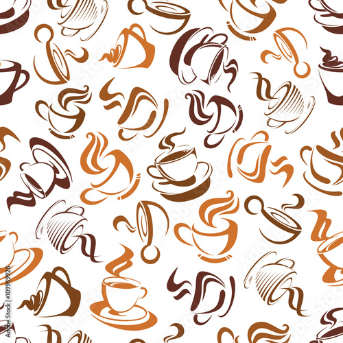 Creamy cappuccino coffee seamless pattern