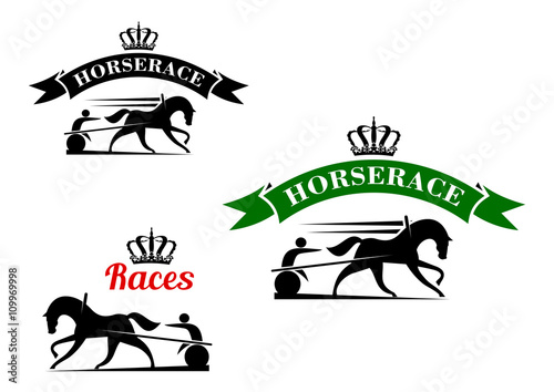 Equestrian sport icons for harness racing design