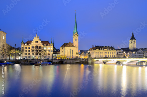 Switzerland Landscape : Fraumunster church of Zurich