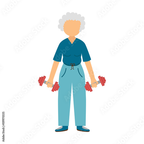 Vector cartoon active old woman