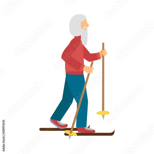 Vector cartoon active old man