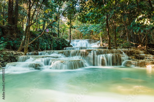 Fototapeta Naklejka Na Ścianę i Meble -  Waterfall Huay Mae Kamin in deep forest  with beautiful , in Thailand
