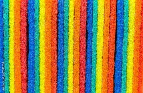 Vertical view of Colorful layer Scouring pad with selective focu