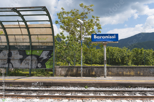 Shelter in a small italian railroad station photo