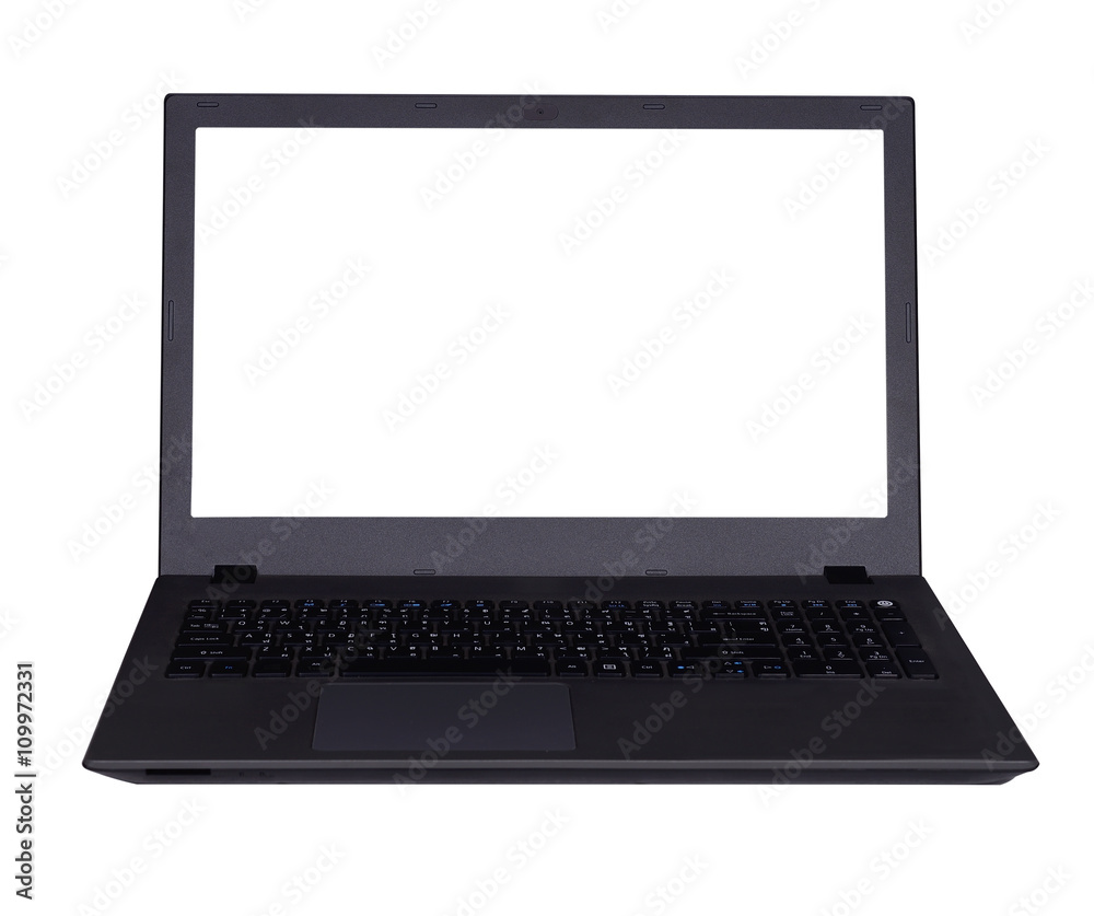 Laptop with blank white screen. Isolated on white background Laptop with blank white screen. Isolated on white background