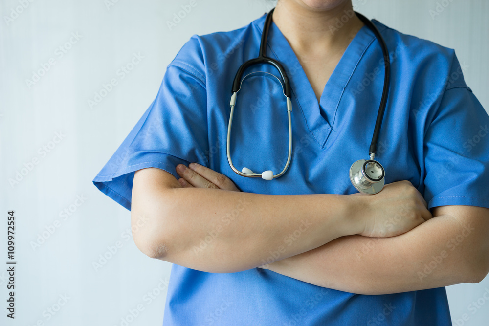 Doctor , nurse with stethoscope in the hospital Doctor , nurse with stethoscope in the hospital