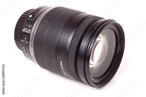 camera lens isolated on a white background closeup