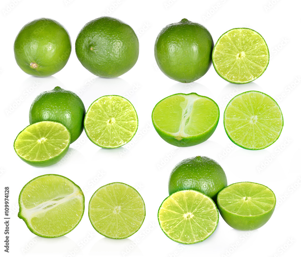 collection of lime on white background