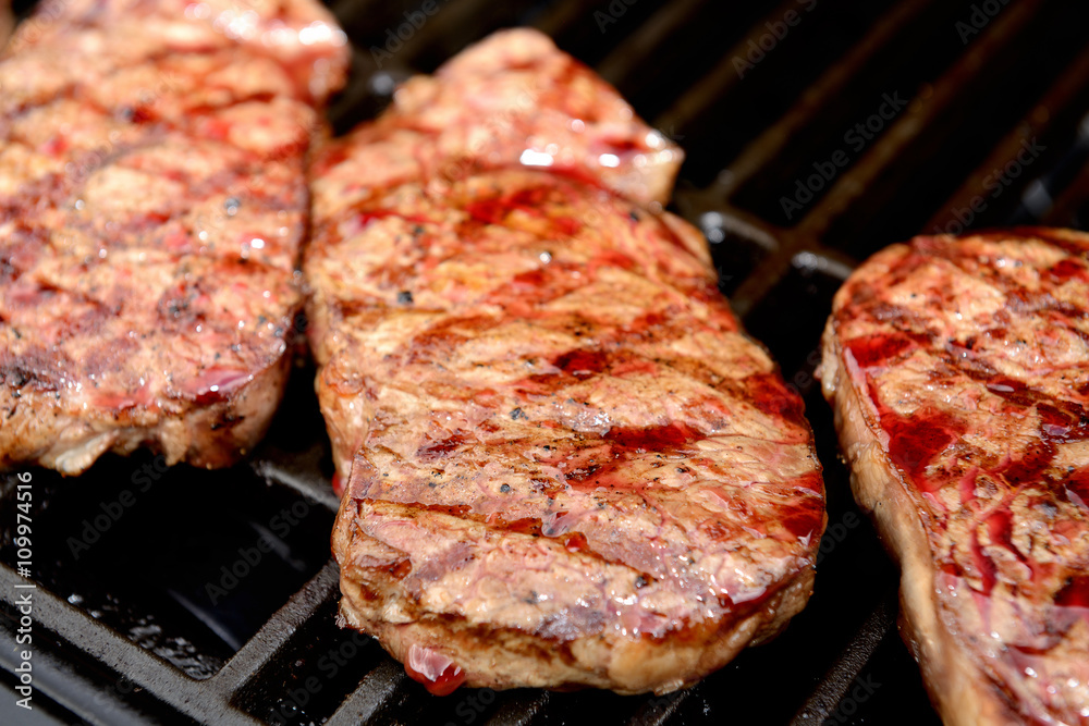 grilled rump steak on barbecue