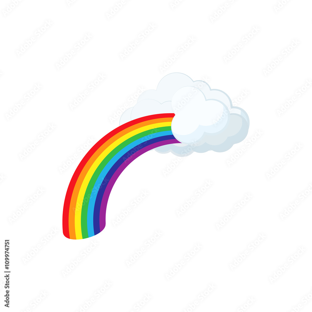 Rainbow and cloud icon, cartoon style Rainbow and cloud icon, cartoon style
