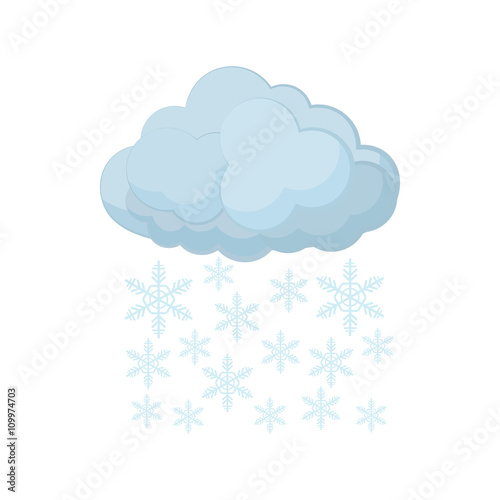 Cloud and snowflakes icon, cartoon style 