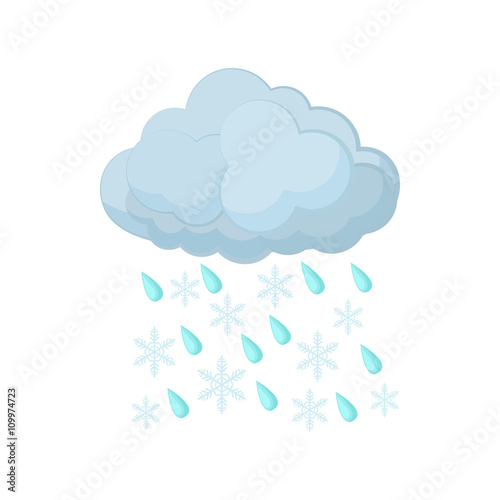 Cloud with rain drops and snowflakes icon