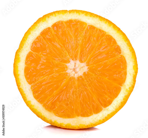 Orange slice (half) on a white background.